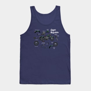 Funny Classic Motorbike for Beginners Diagram Tank Top